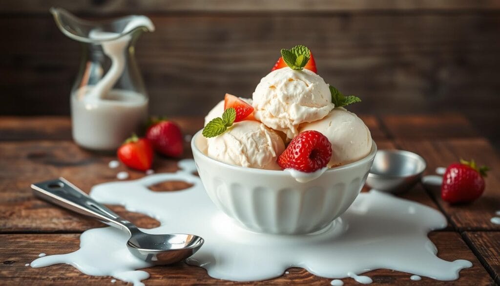 homemade ice cream with milk