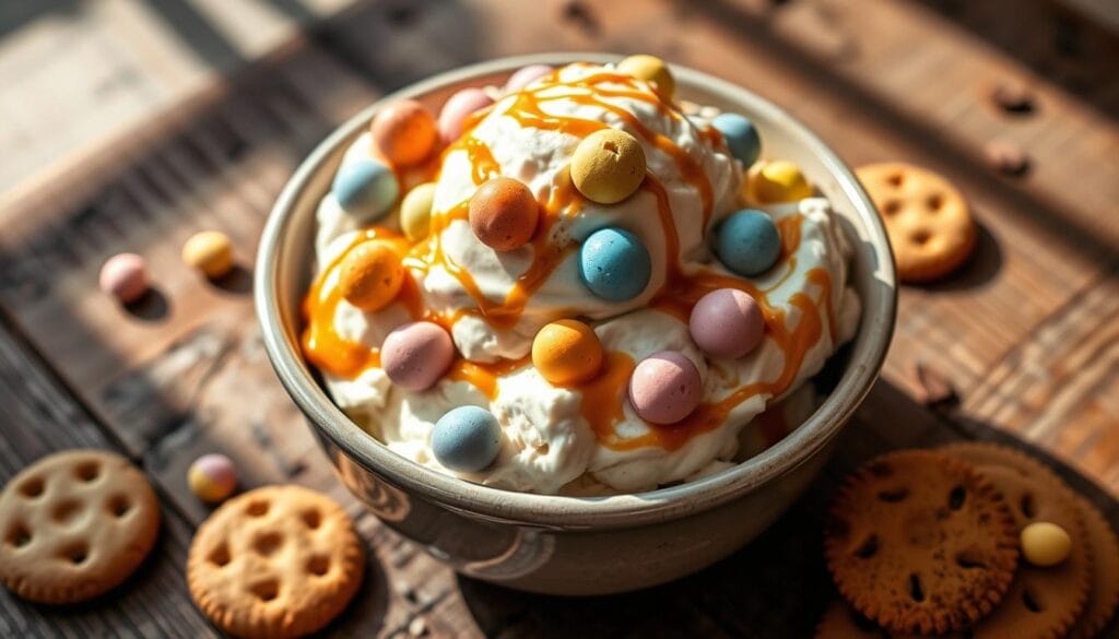 Biscoff ice cream with mini eggs