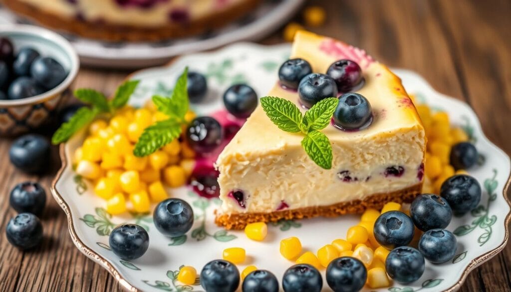 Sweet corn and blueberry cheesecake dessert recipes