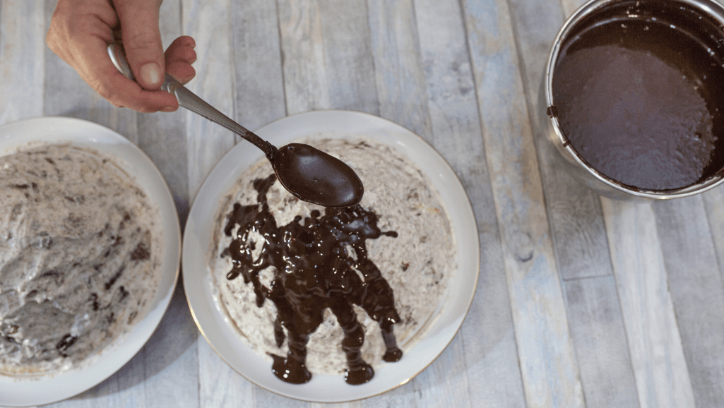 step-by-step chocolate ice cream process