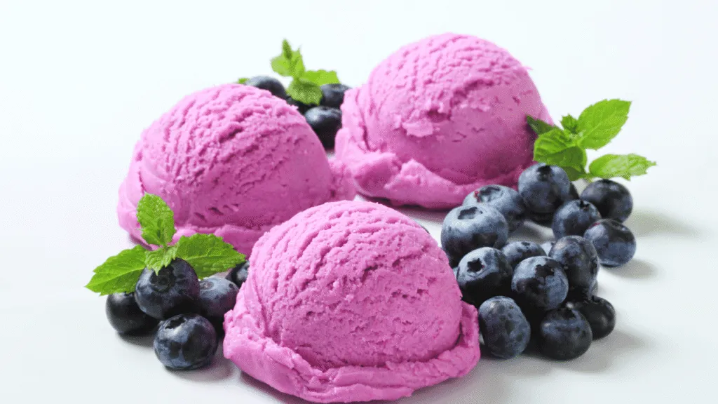 fresh blueberries and basil leaves Ingredients for Blueberry Basil Sorbet
