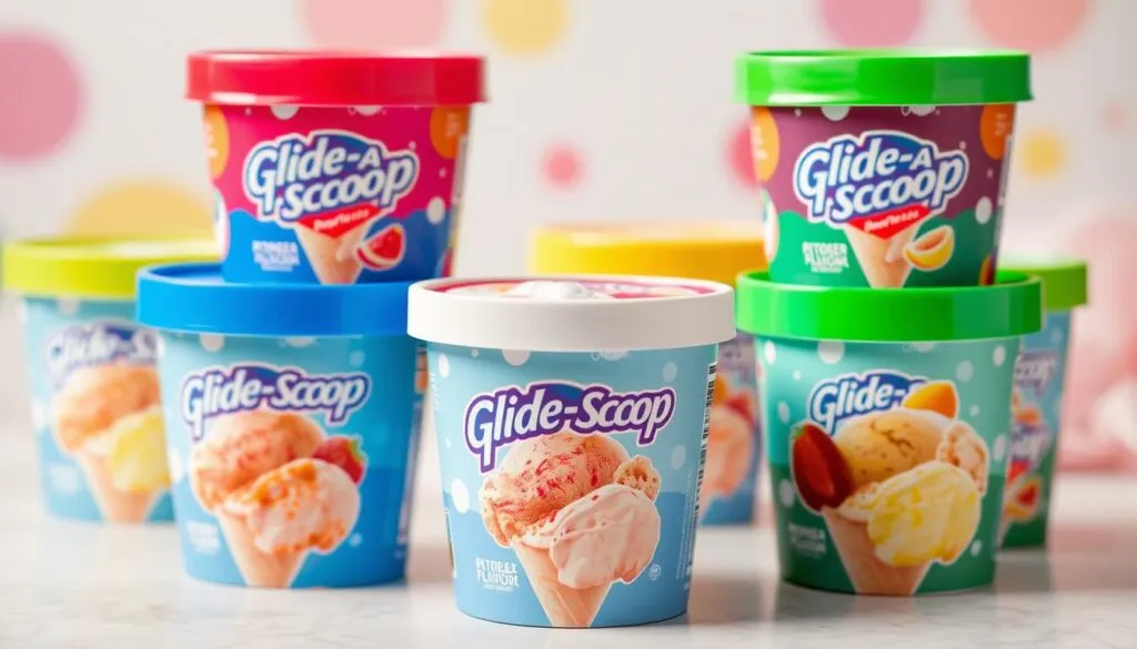 Generate an image of Glide-A-Scoop ice cream containers.