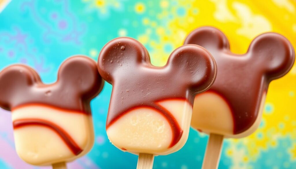 Generate an image of Mickey Mouse Vanilla ice cream bars