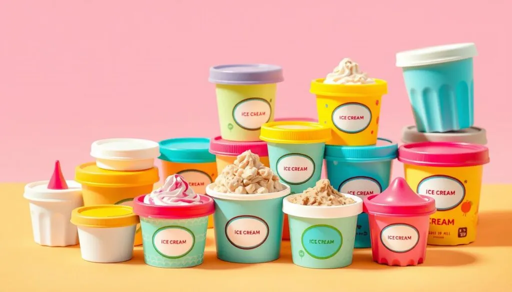 Generate an image of mini ice cream storage containers.