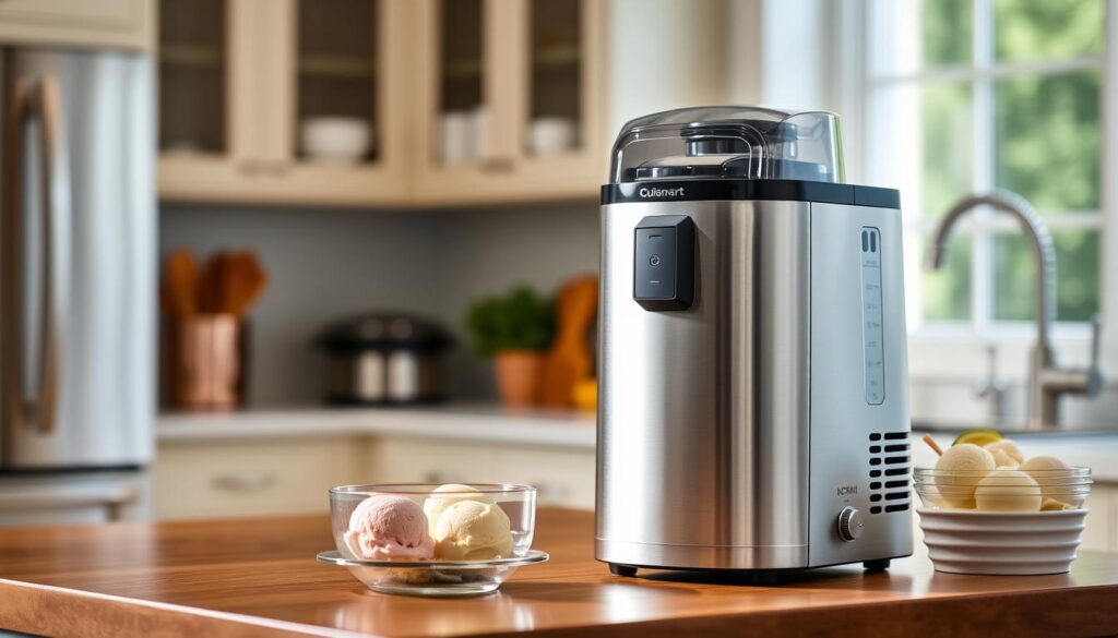 Generate an image of the Cuisinart ICE-100 Compressor Ice Cream and Gelato Maker