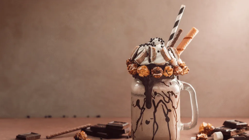 A delectable chocolate milkshake with a thick, creamy texture, swirling with rich cocoa and silky smooth vanilla ice cream. The glass is frosted, beads of condensation glistening on the surface, set against a minimalist, light-filled background that emphasizes the velvety, indulgent nature of the drink. Dramatic side lighting casts dramatic shadows, highlighting the luscious layers and voluptuous curves of the shake. The overall mood is one of sophisticated, mouthwatering temptation, inviting the viewer to savor every sip of this perfectly balanced, decadent treat. How to Create the Perfect chocolate shake recipe
