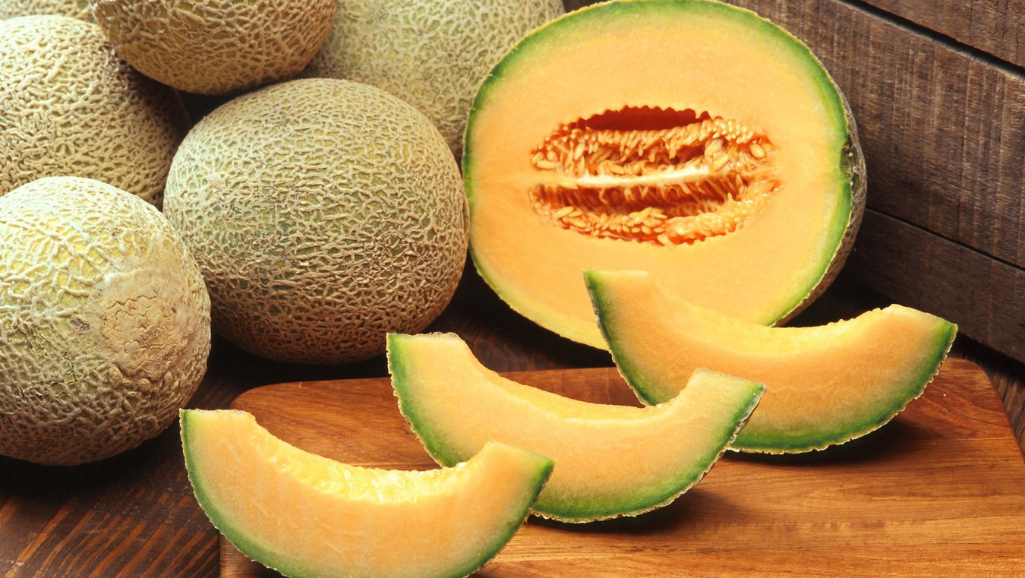 A well-lit kitchen counter, neatly arranged with the ingredients for creamy cantaloupe ice cream: fresh, vibrant cantaloupe slices, a glass measuring cup, a small saucepan, a stainless steel spoon, and an ice cream maker. The countertop is a warm, neutral tone, providing a clean backdrop to showcase the vibrant orange hues of the cantaloupe. Soft, natural lighting from a nearby window casts a gentle glow, highlighting the textures and details of the various elements. The overall mood is one of culinary preparation, inviting the viewer to imagine the delicious, summery treat that will soon be crafted from these simple, high-quality ingredients.