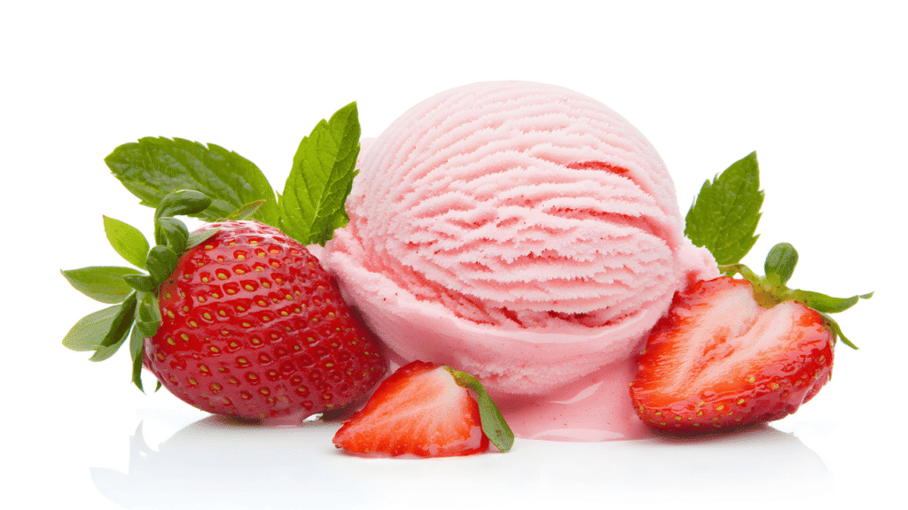 Ingredients for the creamiest Classic Strawberry Ice Cream recipe