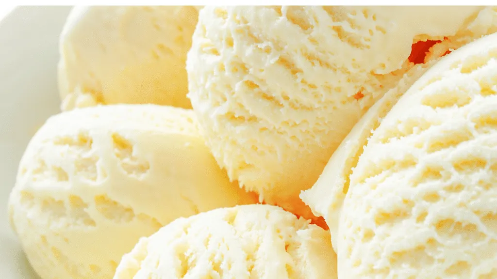 A close-up view of a luxurious scoop of creamy vanilla ice cream, beautifully placed in a delicate glass bowl. The ice cream is textured, reflecting a smooth and inviting sheen, and is adorned with a sprinkle of finely grated coconut for an added tropical touch. In the foreground, a wooden scoop rests beside the bowl, hinting at the homemade aspect. The middle ground features a softly blurred kitchen countertop, suggesting a warm and inviting space filled with the aroma of ingredients. The background captures a subtle bokeh effect of pastel-colored kitchenware, enhancing the overall cozy atmosphere. Natural sunlight streams from a nearby window, casting gentle highlights and shadows, creating an inviting warmth that evokes a feeling of comfort and indulgence. Best dairy-free ice cream picks for creamy, dairy-like satisfaction